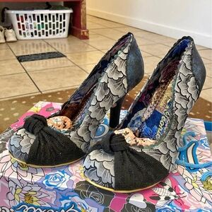 Irregular Choice Black and Silver Scalloped Heels